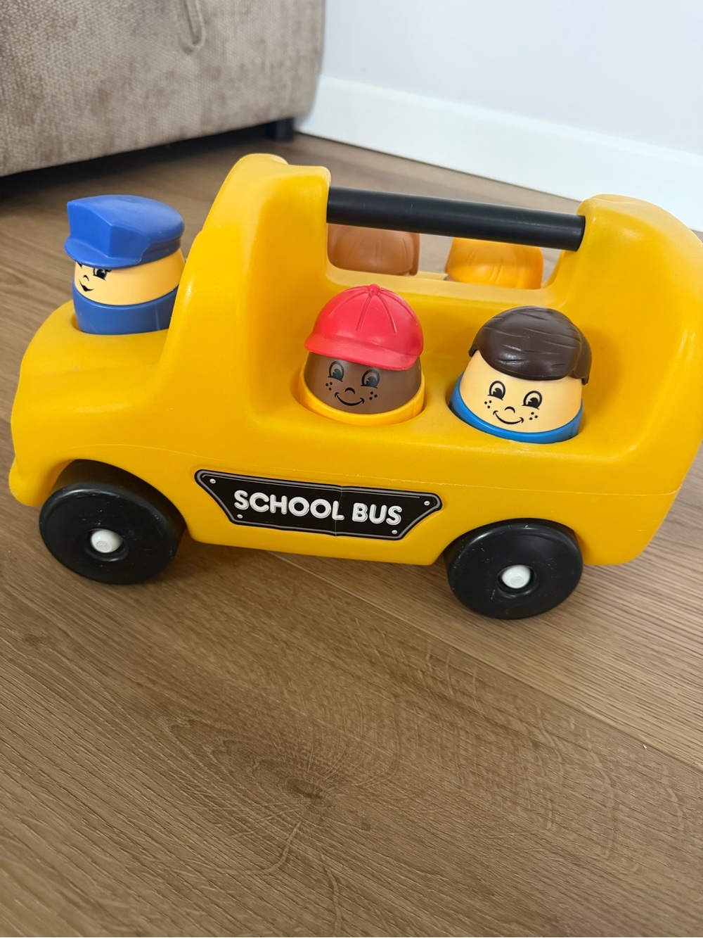 Vintage Step2 Yellow School Bus Toy set with 5 Chunky Little People Figures